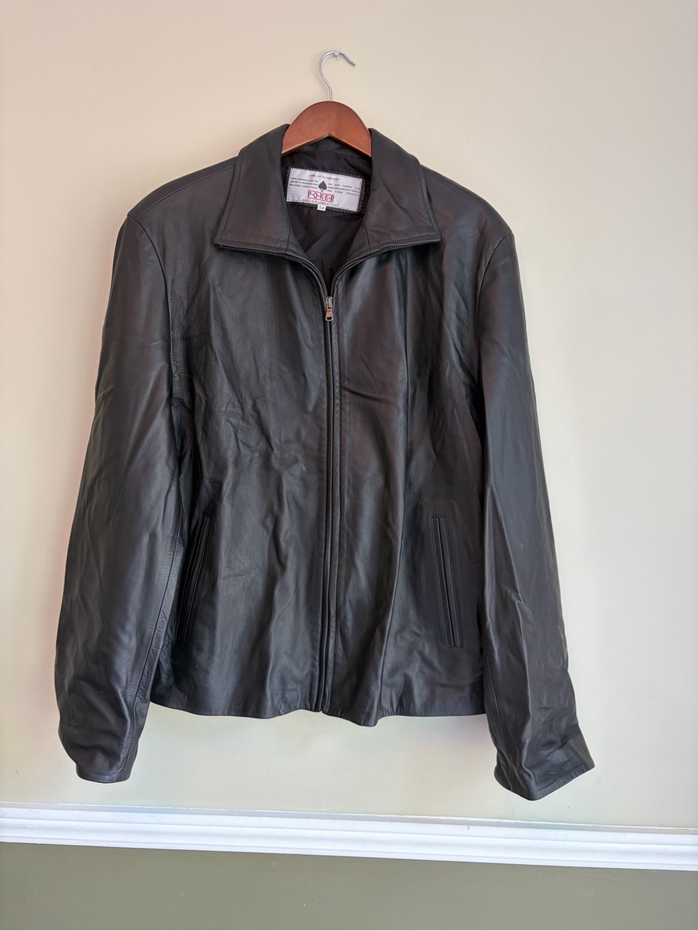 Made in Italy Black Leather Zip-Front Men’s  Jacket